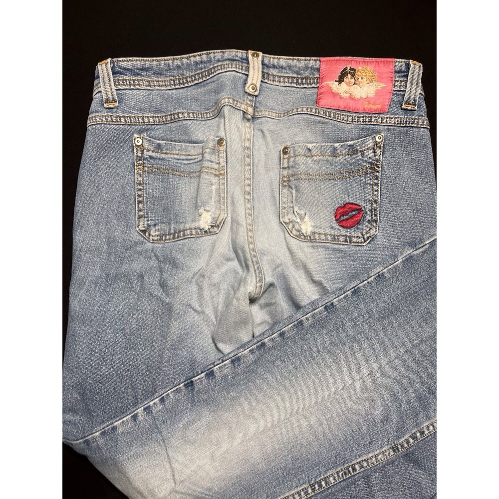 Vintage Fiorucci Jeans Juniors Size 11‎ Low Rise Distressed Faded Flared Angel